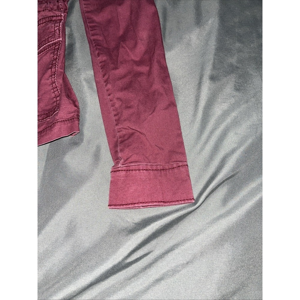 Mudd Y2K Size XS Faded Burgundy Jacket Button/Zip Up Cinch Waist & Snap Pockets. - Picture 8 of 14